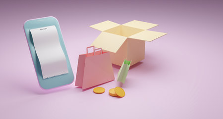 online shopping concept with copy space for text and element, 3d illustration renderingの写真素材