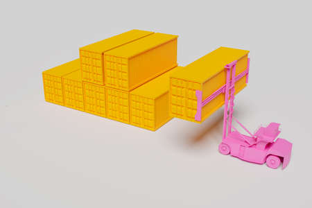 yellow building and stairs with railing, minimal 3d architecture, 3d illustration rendering