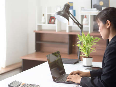 business woman trading forex stock, trading forex in tablet platform and destop
