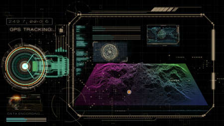 GPS tracking and position detection interface, 3d illustration renderingの写真素材