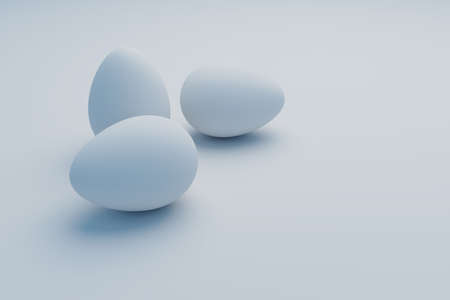 white egg on white background, 3d illustration rendering