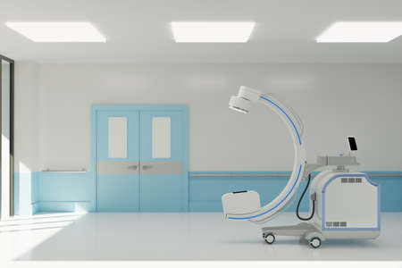 clean operating room with C arm and medical equipment, 3d illustration renderingの写真素材