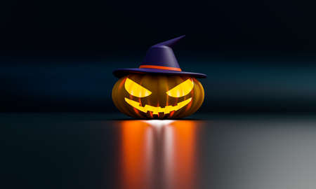 jack o lantern on white background, halloween festival, 3d illustration renderingの写真素材