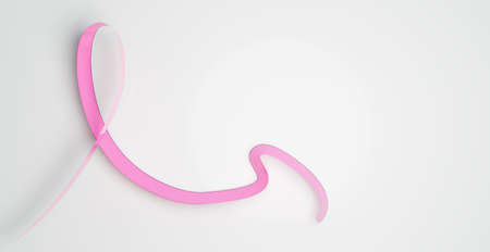 Pink ribbon on white background, cancer signs on white background and copy space for tex and your logoの写真素材