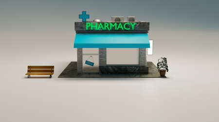 3D Store front design at night scene, 3D illustrations renderingの写真素材