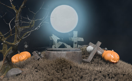 Halloween festival celebration 3D design, 3D illustration renderingの写真素材