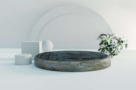 loft style podium mock up and presentation mock up, 3d illustration renderingの写真素材