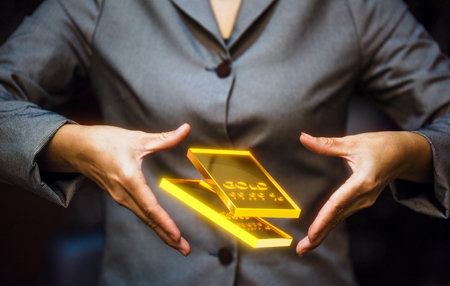 business woman holding hand with bulb on hand, business idea concept