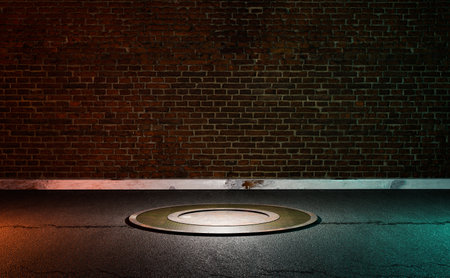 night street mock up design and copy space for text and element , 3d illustration renderingの写真素材