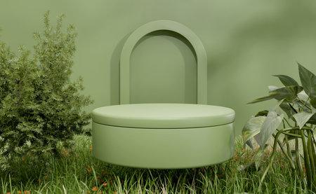 podium mock up design for product presentation, 3d illustration renderingの写真素材