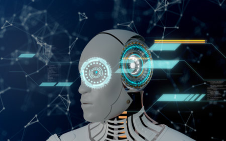 robot thinking and big data process, 3d illustration renderingの写真素材