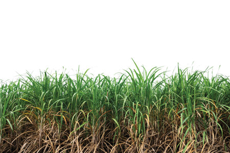 isolated sugar cane field on white background with clipping pathの写真素材