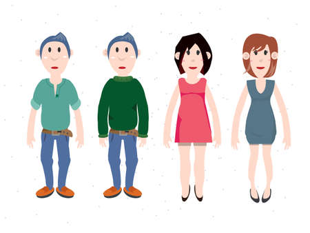 character design of man and women. simple character  - vector illustrationの写真素材