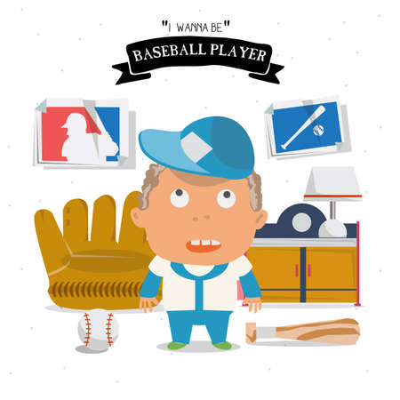 Baseball kid character - vector illustrationのイラスト素材