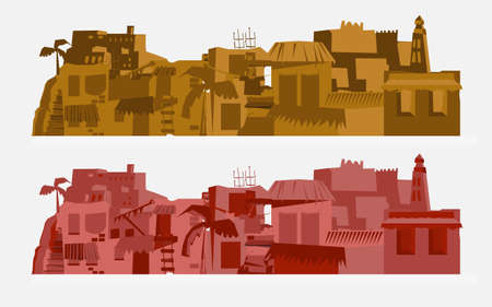 Africa city background - vector illustrationのイラスト素材