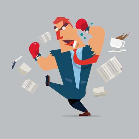 angry boss - business man - employee - Vector illustration of cartoonのイラスト素材