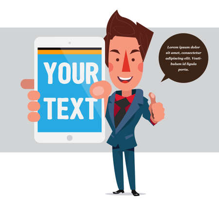 businessman with tablet. showing concept - vector illustrationのイラスト素材