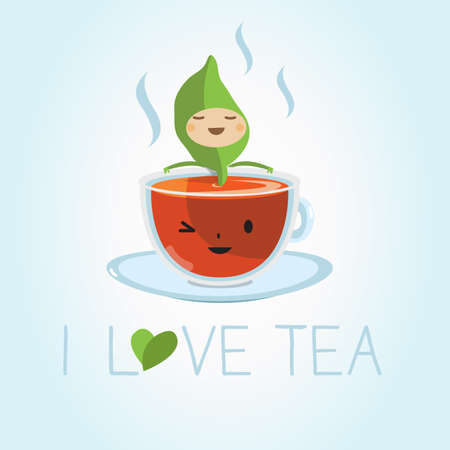 Tea cup character - vector illustrationのイラスト素材