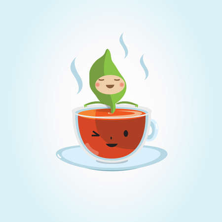 Tea cup character - vector illustrationのイラスト素材