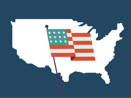 USA Map And Flag illustrationのイラスト素材