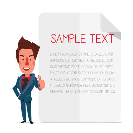 Smart man with plain paper background. - vector illustrationのイラスト素材