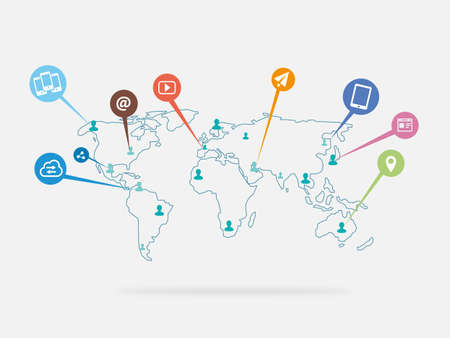 World of Social media and social network - icon vector illustrationsのイラスト素材