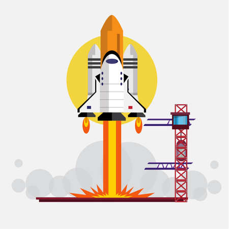 Space Shuttle Launching - vector illustrationのイラスト素材