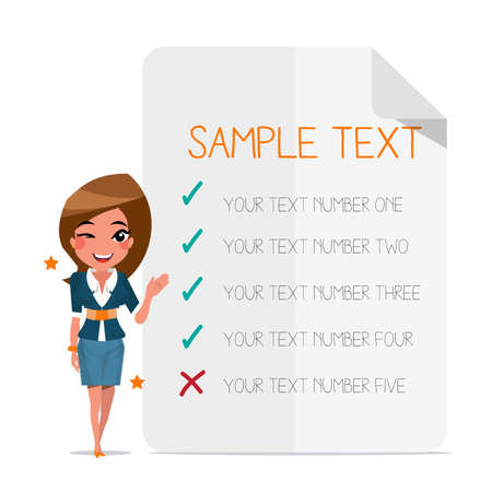 Smart girl with choice paper background - vector illustrationのイラスト素材