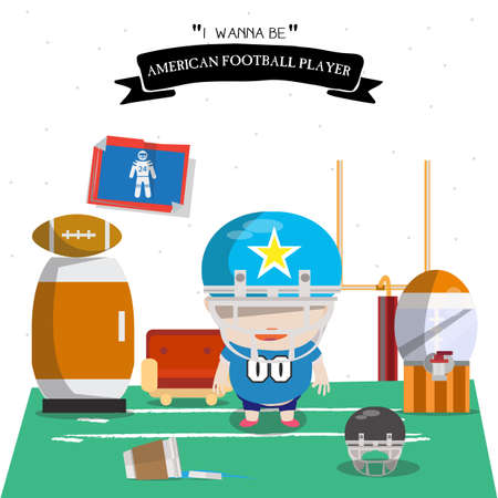 American football kid character - vector illustrationのイラスト素材