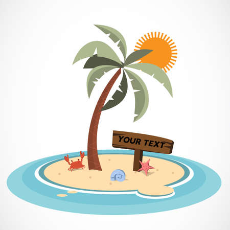 mini island and coconut tree - vector illustrationのイラスト素材