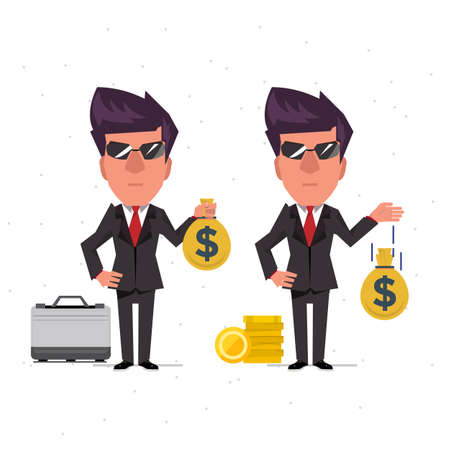 businessman and money bag - vector  illustrationのイラスト素材