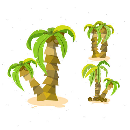 Vacation coconut background - set of coconut tree - vector illustrationsのイラスト素材