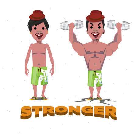 Men Before and After.stronger - vector illustrationのイラスト素材
