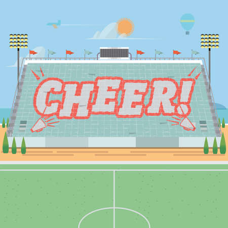 grandstand card stunts. cheer - vector illustrationのイラスト素材