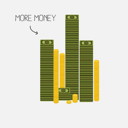 money tower. banknotes and coins concept - vector illustrationのイラスト素材