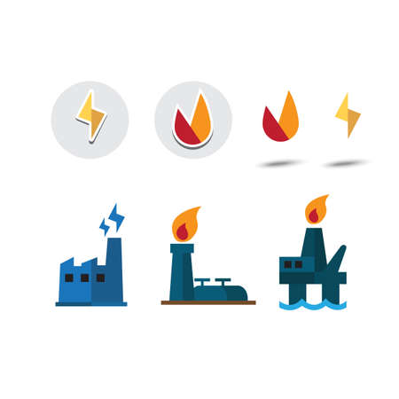 power resource icon set. electricity. Oil and gas - vector ilustrationのイラスト素材