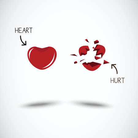 hearts and broken heart. love and hurt - vector illustrationのイラスト素材