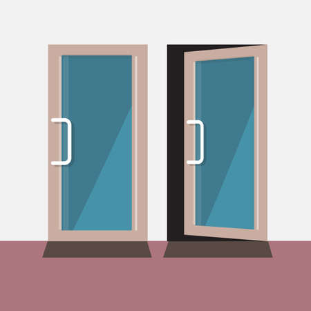 close and open door - vector illustrationのイラスト素材