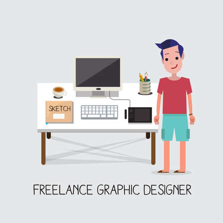 freelance graphic designer - vector illustrationのイラスト素材