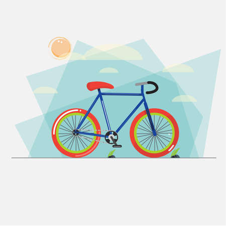 bicycle with abstract sky background - vector illustrationのイラスト素材