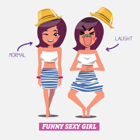 funny and sexy girl. laugh - vector illustrationのイラスト素材