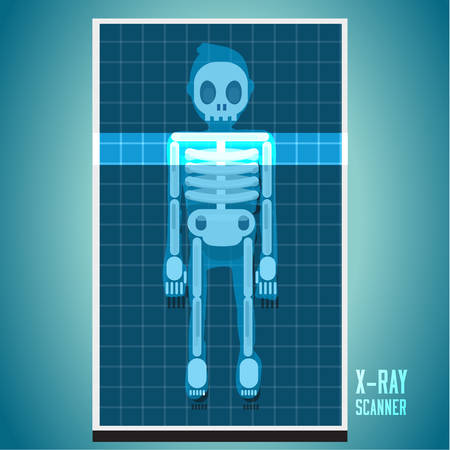 x-ray scanning on human body. skeleton - vector illustrationのイラスト素材