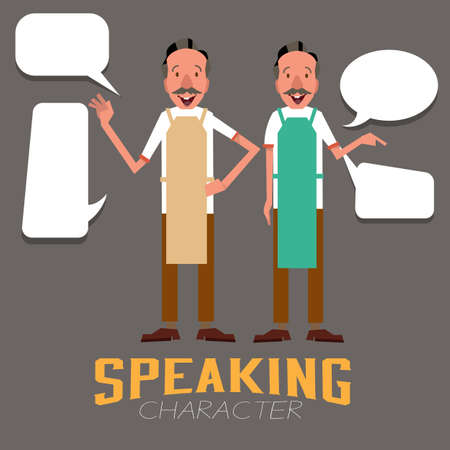 seller speaking with Speech balloon.character - vector illustrationのイラスト素材