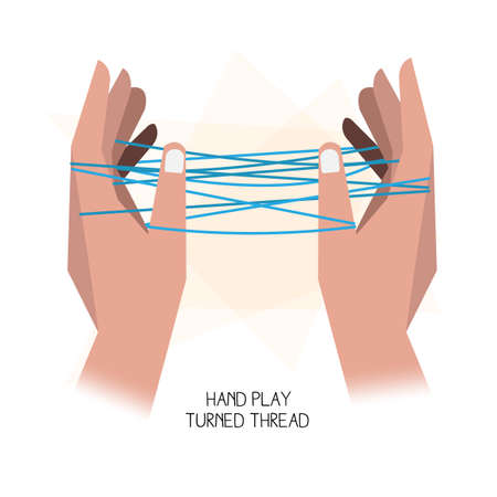 Hand play. Turned thread - vector illustrationのイラスト素材