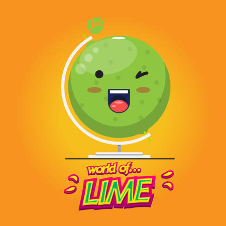 world globe of lime - vector illustrationのイラスト素材