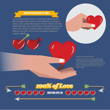 heart and hand infographic. love concept - vector illustrationのイラスト素材