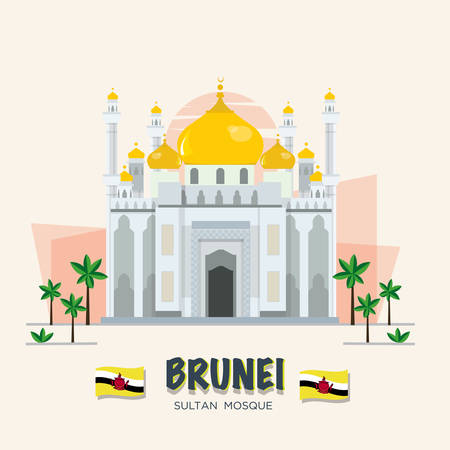 The grand mosque. landmark of brunei.のイラスト素材