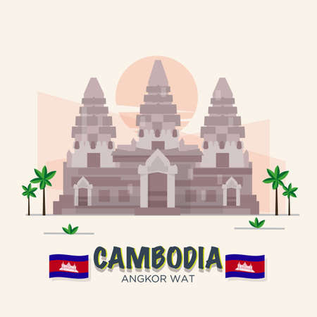 Angkor Wat. cambodia landmark . 7th Wonder of the World.のイラスト素材