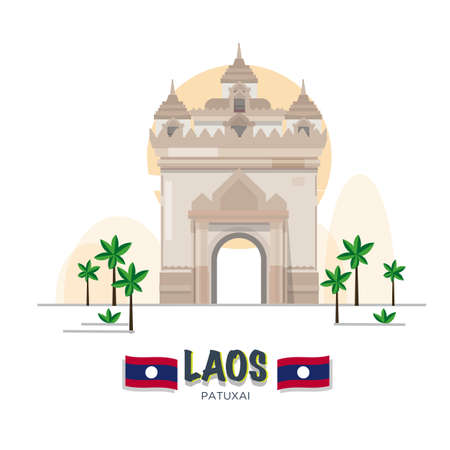 Patuxai Victory Monument in Vientiane. laos landmark.のイラスト素材
