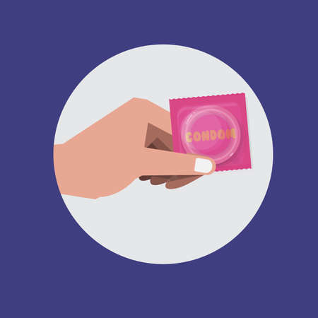 hand with condom - illustrationのイラスト素材
